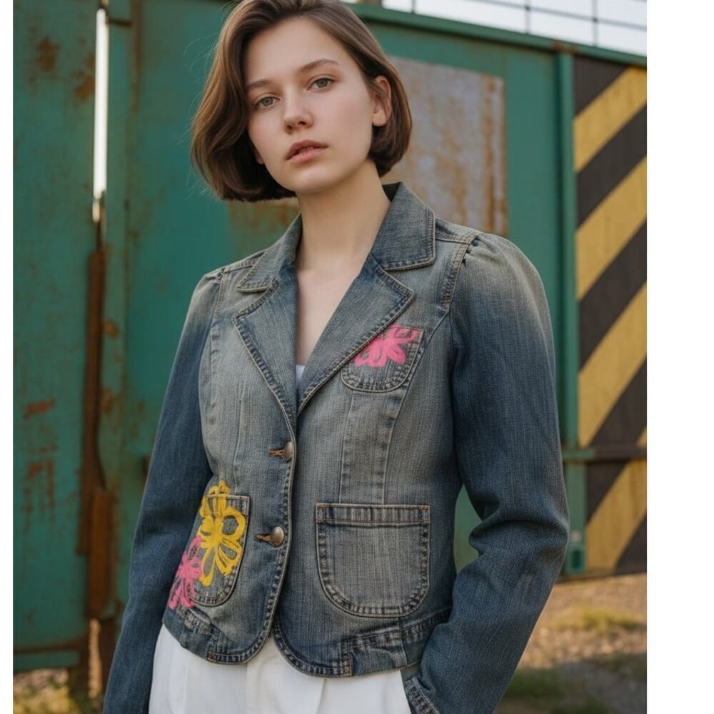 Tommy Jeans Women's Floral Painted Denim Jacket - XS WOW! Beautiful!
